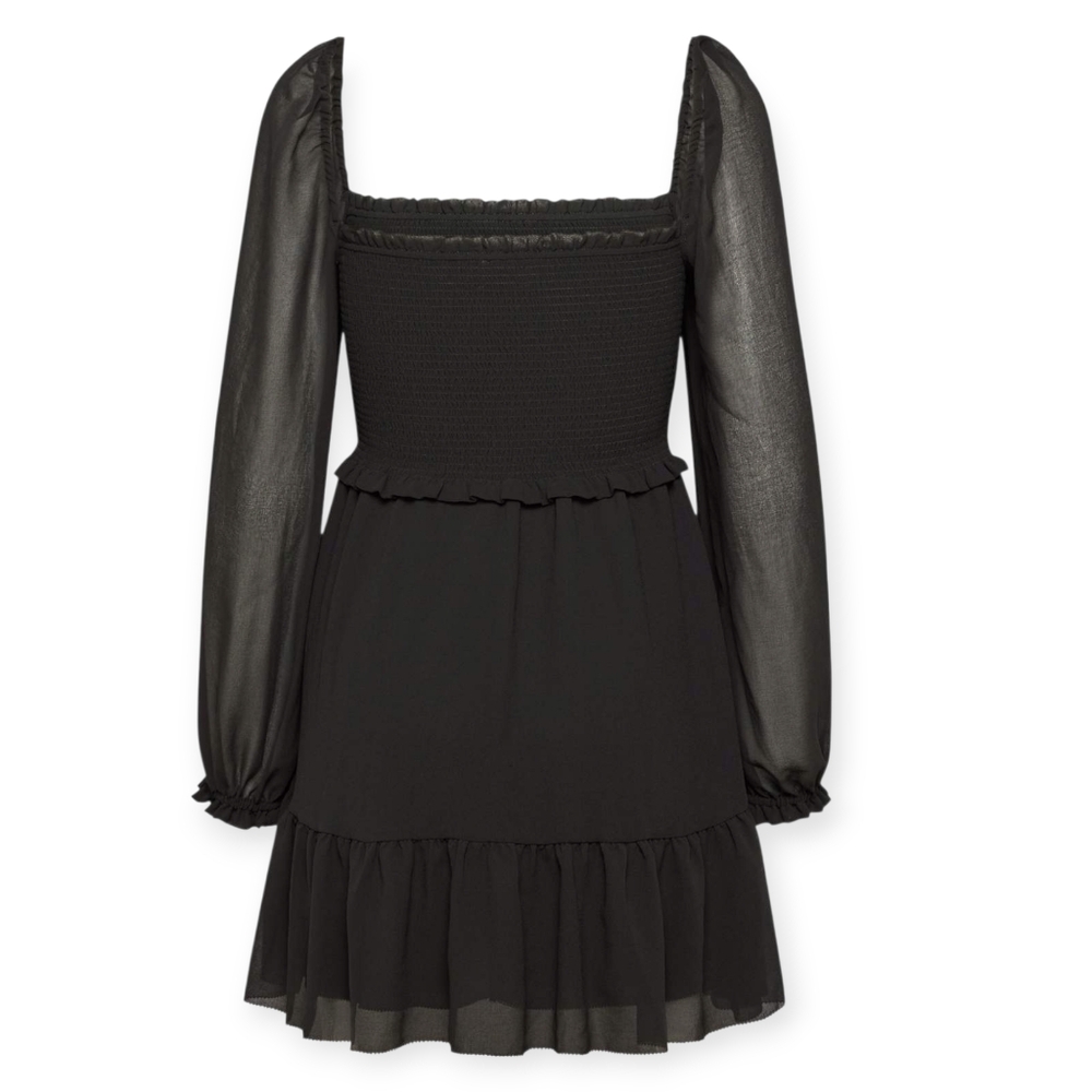 Wilfred Aritzia Tempest Mini Dress Black Chiffon Sheer Sleeve L